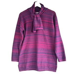 Shirin Cashmere Sweater Womens Medium Purple Scarf Neck Made in Scotland
